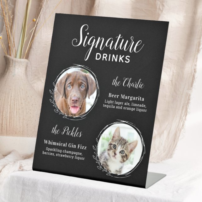 Hunde-Signatur Drinks Schwarze Begleiter Hochzeit  Sockelschild (Von Creator hochgeladen)