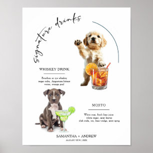 Hunde-Signatur-Getränk Hochzeitsbar-Getränkekarte Poster