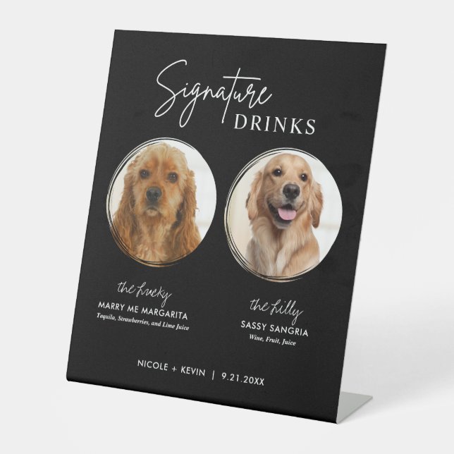 Hunde Signature Drinks Zeichen Schwarze Hochzeit B Sockelschild (Vorderseite)