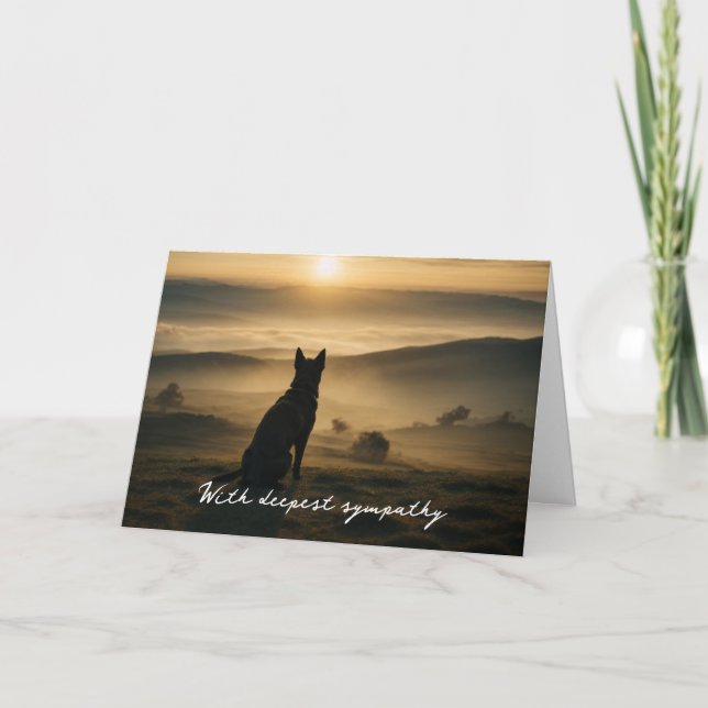 Hunde Silhouette bei Sonnenuntergang Beileid Karte (Vorderseite)