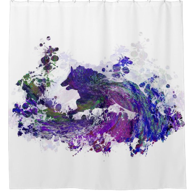 Hunde-Silhouette-Design 44 Duschvorhang (Vorderseite)