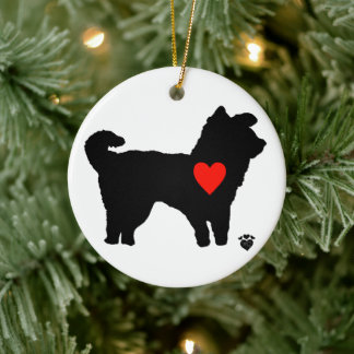 Hunde Silhouette mit Herz Keramik Ornament