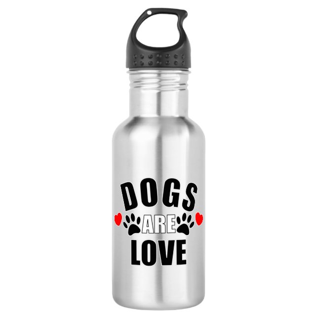 Hunde sind Liebe Edelstahlflasche (Vorderseite)