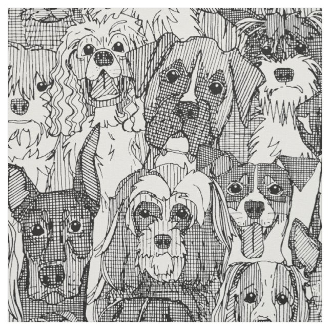 Hunde sind Schwarz-weiß Stoff (Muster)