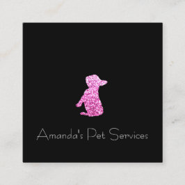 Hunde Sitter Haustier-Service wird schwarz rosa Quadratische Visitenkarte