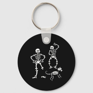 Hunde Skeleton, die Halloween-Kostüm-Party laufen Schlüsselanhänger