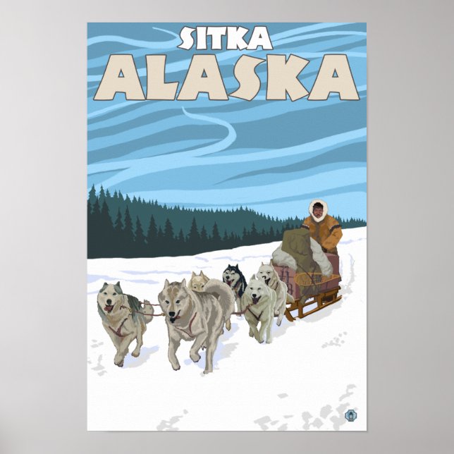 Hunde-Sledszene - Sitka, Alaska Poster (Vorne)