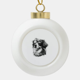 Hunde Sonnenbrille Tier Cool Hunde mit Basset Keramik Kugel-Ornament