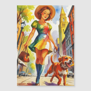 Hunde spazierendes Duo Magnetkarte