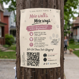 Hunde-Spaziergang-Tiersitting-Geschäfts-Flyer QR-C Flyer