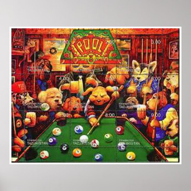 Hunde-Spielbecken - Briefmarke Tazbekistans Poster (Vorne)