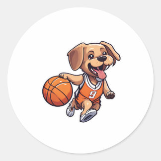 Hunde spielen Basketball Runder Aufkleber