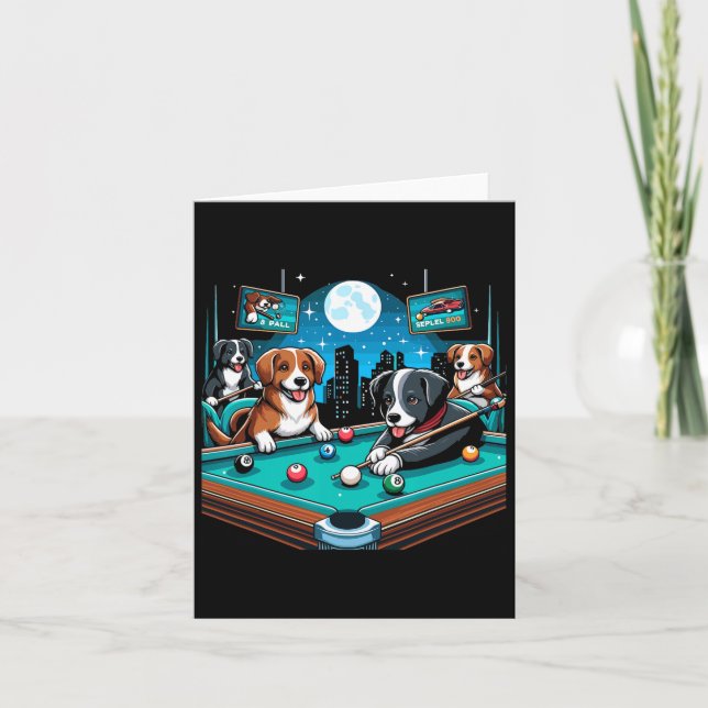 Hunde spielen Billard Billard 8 Ball Karte (Vorderseite)