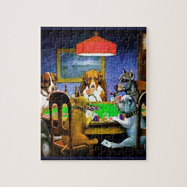 Hunde spielen ein Spiel des Pokers (Vertikal)