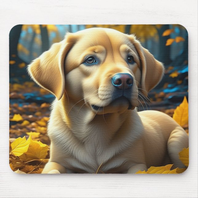 Hunde spielen in Herbstlauben Mousepad (Vorne)