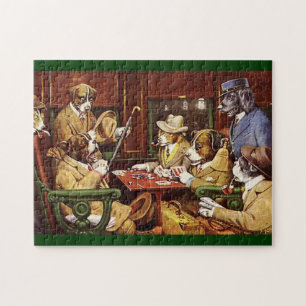 Hunde spielen Karten Puzzle