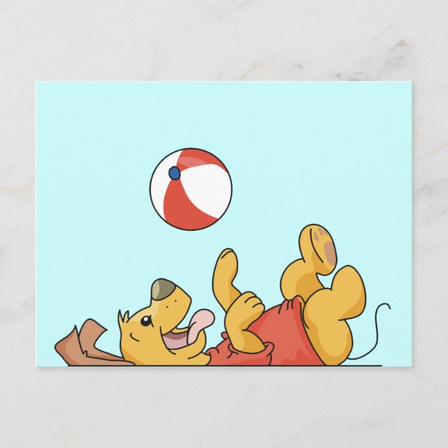 Hunde spielen mit Kugelschreibern und Geschenken Postkarte (Vorderseite)