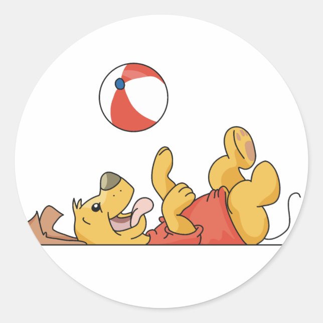 Hunde spielen mit Kugelschreibern und Geschenken Runder Aufkleber (Vorderseite)