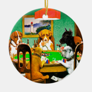 Hunde spielen Poker Cards Spiel Keramik Ornament
