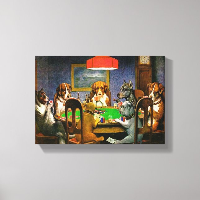 Hunde spielen Poker Leinwanddruck (Vorderseite)