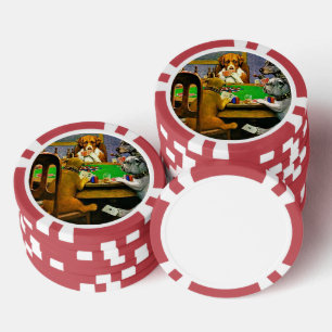 Hunde spielen Poker Pokerchips