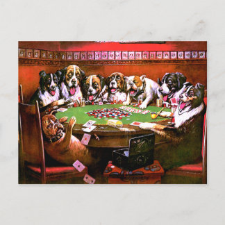 Hunde spielen Poker Postkarte