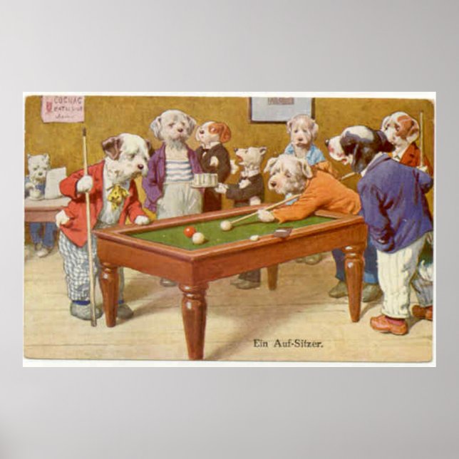 Hunde spielen Pool - Ein Aufsitzen Poster (Vorne)
