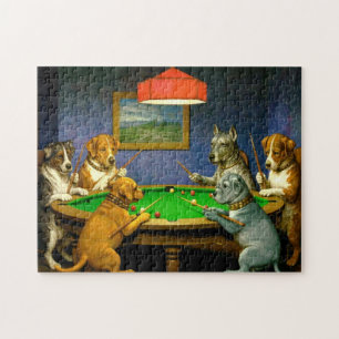 Hunde spielen Snooker Billard Spaß Spoof