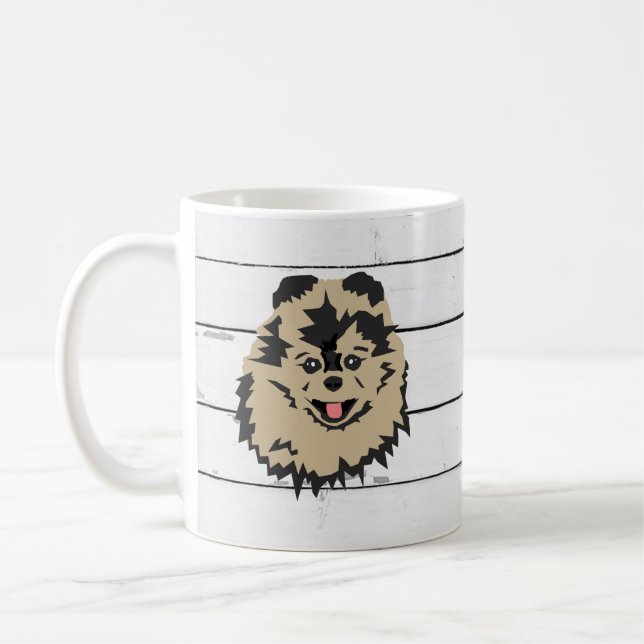 Hunde Spitz Malerei Shiplap Kaffee Tasse (Links)