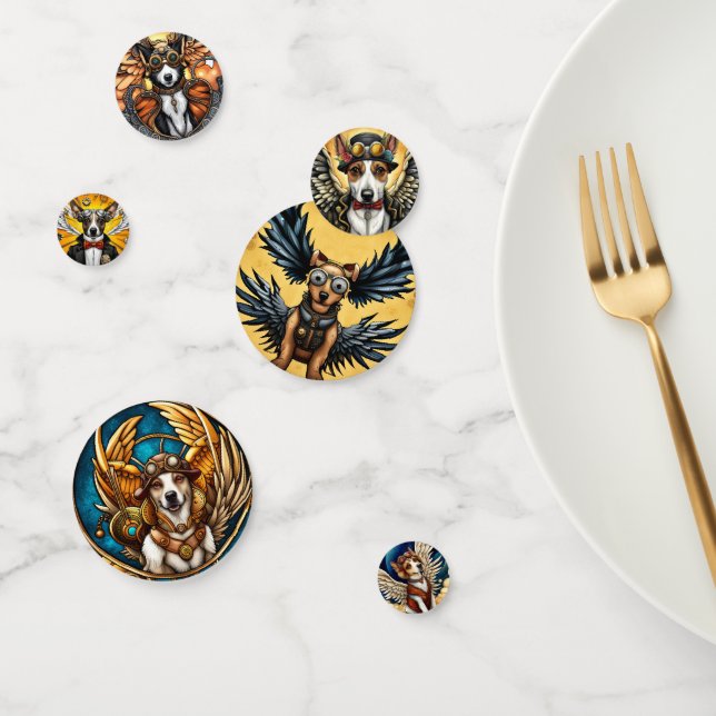 Hunde Steampunk mit Flügeln Konfetti (Gruppe)