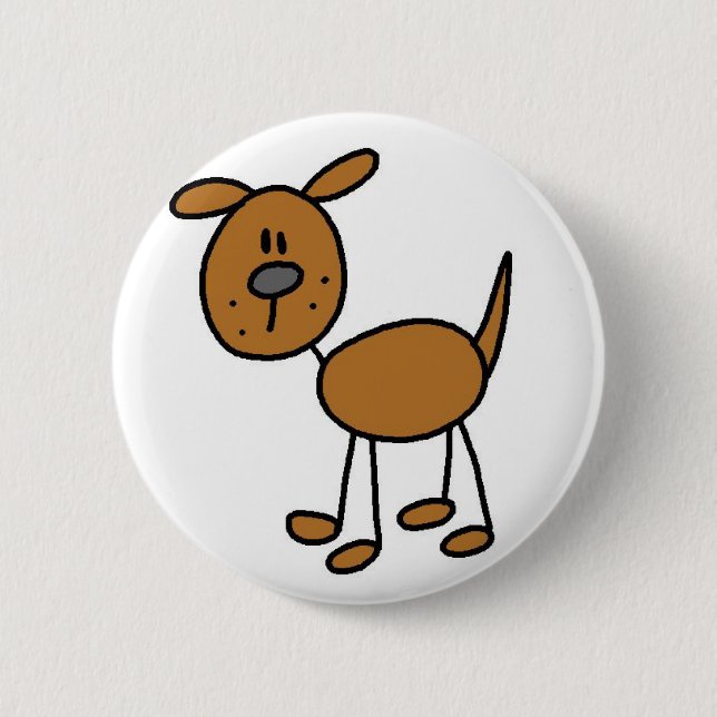 Hunde-Strichmännchen-Knopf Button (Vorderseite)