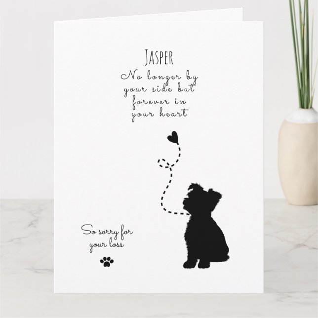 Hunde Sympathy Card, individuelle Name. Pet Loss Karte (Vorderseite)