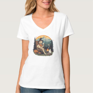 Hunde-T-Shirt - Golden Retriever Halloween Kaffee T-Shirt