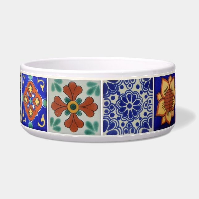 Hunde Talavera Tile Image auf Fütternd Keramik Bow Napf (Vorderseite)