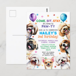 Hunde Thema 2. Geburtstag Party Einladung Postkarte