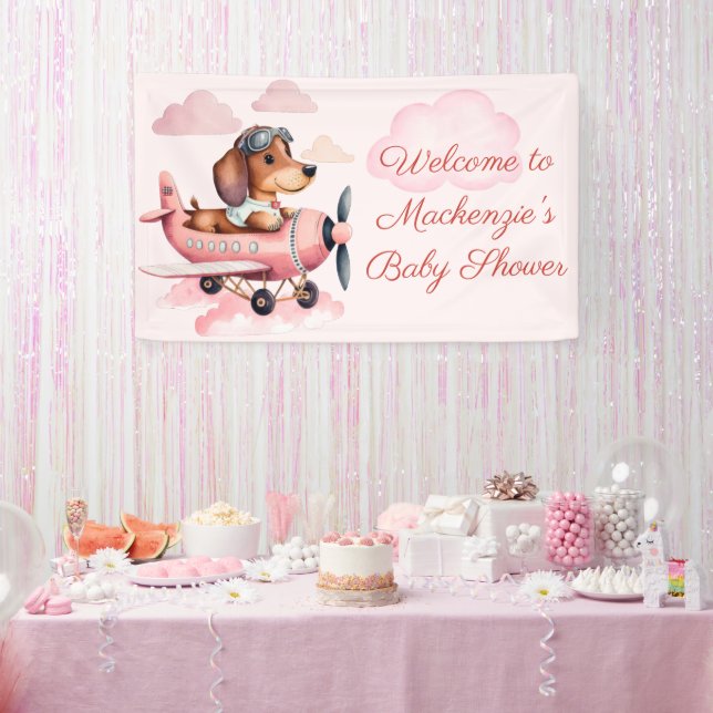 Hunde Thema Dackel Pilot Kinderdusche Willkommen Banner (Party)