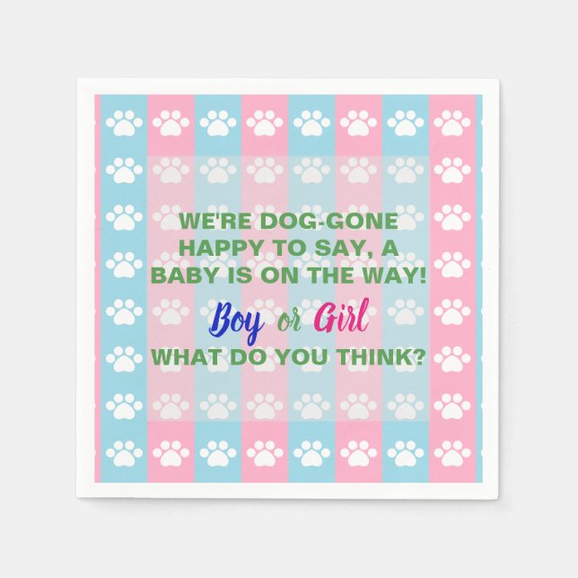 Hunde-Thema Geschlecht offenbart Party Serviette (Vorderseite)