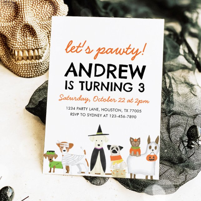 Hunde Thema Welpe Party Halloween Geburtstag Einladung (Von Creator hochgeladen)
