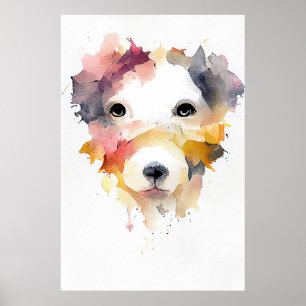 Hunde Tier Natur Aquarellmalerei Poster
