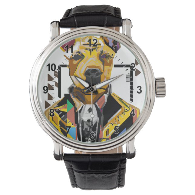 Hunde tragen einen Anzug: Digitale Kunst Armbanduhr (Vorderseite)