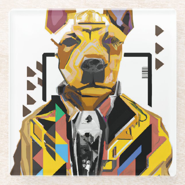 Hunde tragen einen Anzug: Digitale Kunst Glasuntersetzer (Vorderseite)