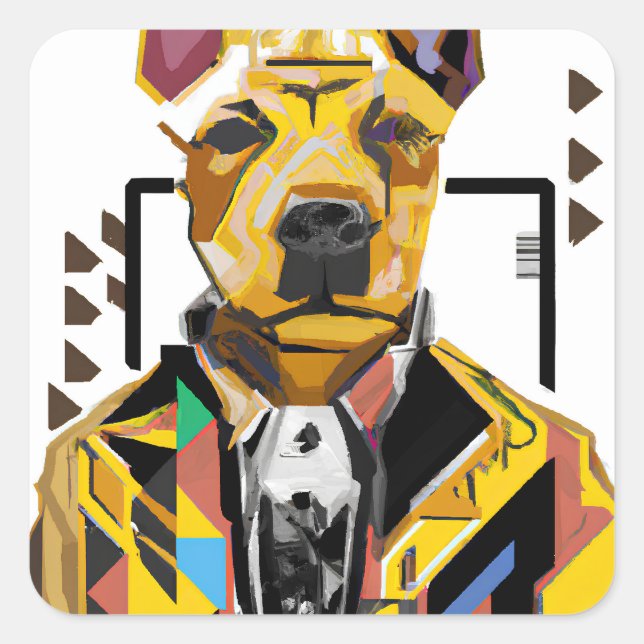 Hunde tragen einen Anzug: Digitale Kunst Quadratischer Aufkleber (Vorderseite)