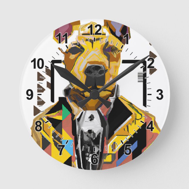 Hunde tragen einen Anzug: Digitale Kunst Runde Wanduhr (Vorderseite)