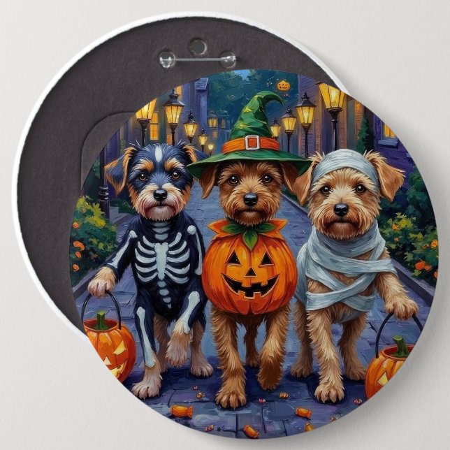 Hunde-Trick-oder-Treating Halloween-Kostüme Button (Vorne & Hinten)
