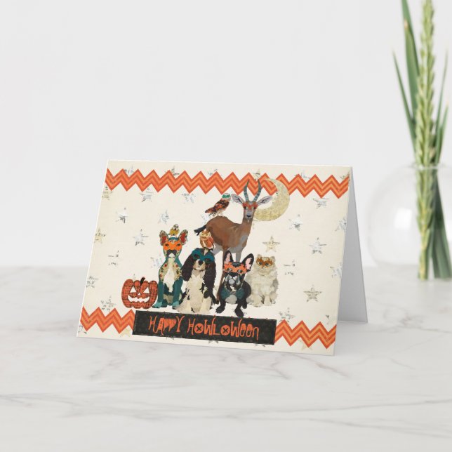 Hunde u. Katze Howloween Karte (Vorderseite)