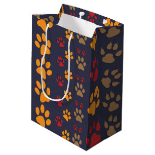 Hunde-u. Katzen-Tatzendrucke entwerfen ~ editable Mittlere Geschenktüte