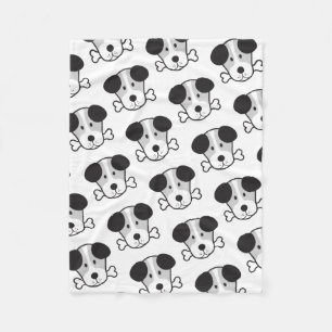 Hunde-u. Knochen-großes Muster-Monochrom Fleecedecke