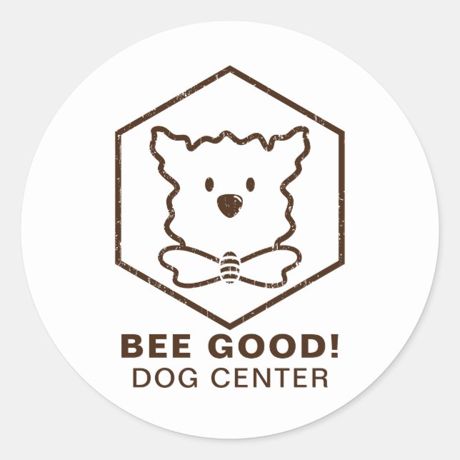 Hunde- und Bienendesign Runder Aufkleber (Vorderseite)