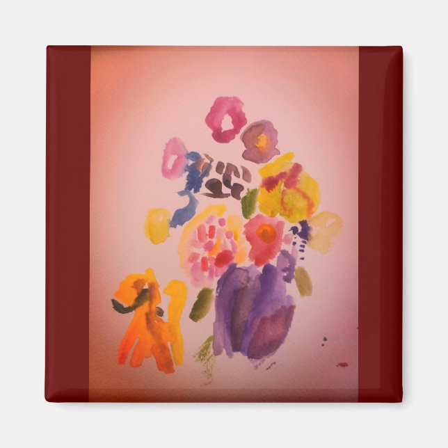 Hunde und Blume schöne Kunst Magnet (Vorne)