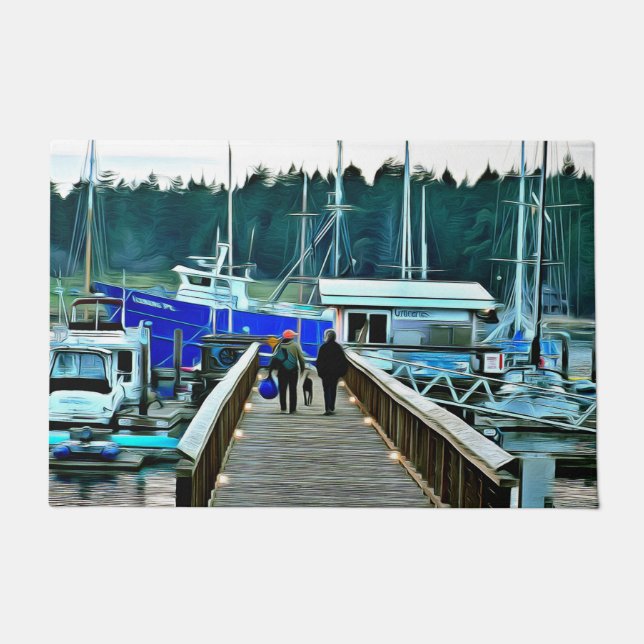 Hunde und Boote auf der Insel Lopez Fußmatte (Vorderseite)